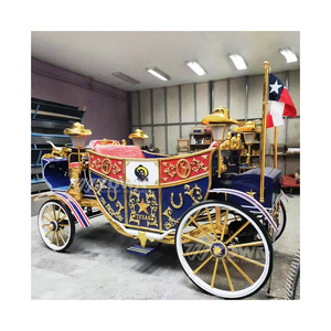 Vintage Ornate Horse Drawn Carriage With Lucky <b>Horseshoe</b> Pattern For Scenic Park Tour Commercial Celebration - Product Image 1