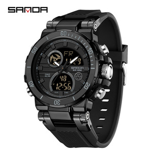 Sanda 6175 Electronic Dual Display <b>Digital</b> <b>Watch</b> with Stop <b>Watch</b> & Alarm Silicone Strap <b>Waterproof</b> Outdoor Sport Men's <b>Watch</b> - Product Image 2