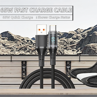 Kabel Data Pengisian Cepat Tipe-C High-End A8T 65W PD 1m Berbahan Nilon Kepang dengan Konektor Tembaga Murni untuk Ponsel & Power Bank Urus