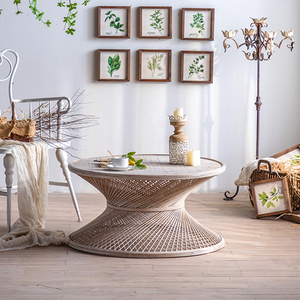 Bàn tròn mây tre đan phong cách boho hiện đại, nội thất phòng khách, đồ nội thất nhà nông thôn, bàn trà cà phê làm bằng tre, sản xuất tại Trung Quốc - Product Image 5