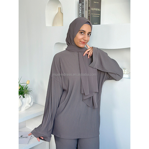 Set di <span class=keywords><strong>Pantaloni</strong></span> Sportivi Modesti per Donne Musulmane Habib Autunno Inverno, Set di <span class=keywords><strong>Pantaloni</strong></span> Musulmani <span class=keywords><strong>a</strong></span> Costine all'Ingrosso - Product Image 2