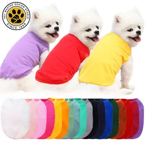 SinSky Wholesale Summer Cheap Cotton Plain Color Pet Clothes Diy Printing Blank Dog T Shirt Plain Dog Clothes