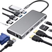 Station d'accueil USB C 12-en-1 avec trois écrans 4K