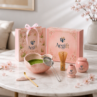 Ensemble de matcha en céramique personnalisé Anji Newell avec logo, kit de 8 pièces comprenant un bol à thé et un support pour fouet, pour restaurant, café, hôtellerie et cadeau