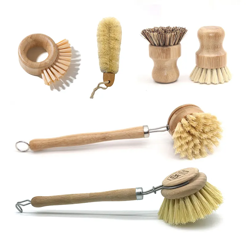 Factory Price Kitchen Brush Set Custom Natural Bamboo Household Kitchen Cleaning Tools Brush Set