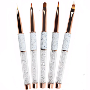 Ensemble de pinceaux pour liner UV avec logo personnalisé, manche en marbre orné de strass, poils Kolinsky et nylon pour la peinture d'art sur ongles - Product Image 4