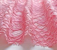 Tissu en maille ondulée bicolore élégant à motif feuille naturelle, extensible, tricoté, respirant, léger et aérien, en nylon/coton, pour mariage