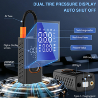 Pompe à air électrique multifonctionnelle 3 en 1 pour voiture, gonfleur de pneus numérique sans fil automatique, lumière LED, compresseur d'air automatique