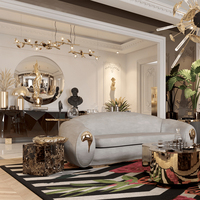 Table d'appoint de luxe inspirée de Stonehenge, en laiton martelé poli et marbre du Guatemala, pour salon de villa