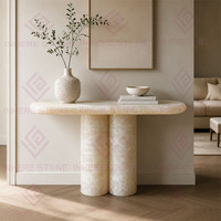 Nouvelle conception moderne, table de console en quartzite blanc cristallin pour hall d'entrée, table en marbre blanc naturel pour salon