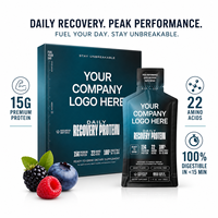 Complément Protéiné Prêt à Boire pour la Récupération, Saveur Baies, Sachet Liquide, Adulte, Contient des Acides Aminés, Réparation Musculaire, Fitness, Sport