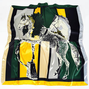 Sciarpa quadrata di seta morbida del raso della sciarpa quadrata di seta di stampa del cavallo di lusso all'ingrosso di 90cm per le donne - Product Image 2