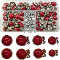 Kancing Klasik Merah Turquoise Perunggu 3 Ukuran Kepala Rivet Ring Studs Beads untuk Jeans Barang Kulit Tas Pakaian DIY