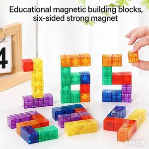 Juego de Bloques de Construcción Geométricos Divertidos, Cubos Magnéticos de Plástico Interactivos para Padres e Hijos, Juguete Educativo para Niños - Product Image 3