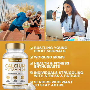 Ausreson OEM Halal <strong>Calcium</strong> Vitamin D3 K2 <strong>Liquid</strong> Softgel Teeth Supplements Bone Density Vitamin <strong>Calcium</strong> +VD3 Softgel Capsules - Product Image 3