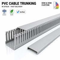 Goulotte de câblage industrielle en PVC gris rainuré 80x80mm, ignifuge, pour câblage de panneaux et de machines