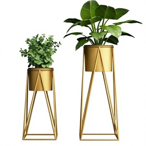 Maceta de Metal Dorada de Lujo, Macetero de Hierro con Recubrimiento en Polvo para Plantas de Interior y Exterior, Decoración para Hogar, Jardín y Hotel - Product Image 2