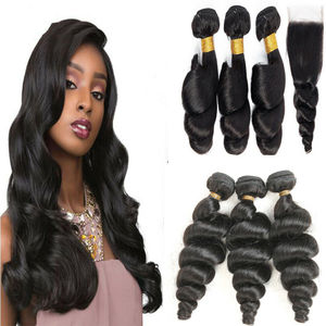 Mèches naturelles du cambodge Remy — queen beauty, extension de cheveux humains ample, de couleur foncée, avec Closure et frontal - Product Image 6