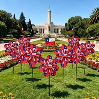Moulin à vent double étage drapeau national du Chili - Grand tourne-vent patriotique pour la décoration de jardin, les festivals et les cadeaux promotionnels extérieurs