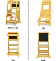 Tour d'apprentissage pliable réglable en bambou pour enfants, idéale pour l'entrée et la chambre, tour d'aide de cuisine en bois pour tout-petits
