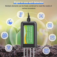 Medidor de Humedad del Suelo Inteligente Industrial 8 en 1, Sensor de PH/EC/NPK/Salinidad/Temperatura, Acero Inoxidable, 1 Año de Garantía