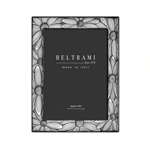 Beltrami Silver Plated Wood Photo <b>Frame</b> with Embossing <b>Printing</b> Tarnish Resistant Rectangular Italian Made Vertical Tabletop - Product Image 2
