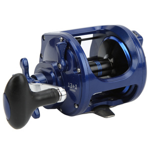Moulinet <span class=keywords><strong>de</strong></span> <span class=keywords><strong>pêche</strong></span> à tambour, rapport 3.6:1, résistance 7/14 avec compteur <span class=keywords><strong>de</strong></span> ligne pour <span class=keywords><strong>pêche</strong></span> en <span class=keywords><strong>mer</strong></span> à longue portée, bleu, pour gaucher - Product Image 2