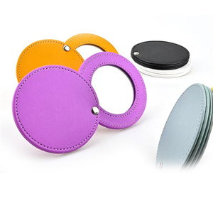 Espejo redondo de PU Mini herramienta cosmética de mano Espejo de maquillaje Espejo de belleza de bolsillo de viaje - Product Image 4