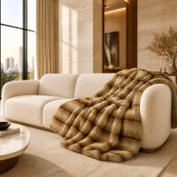 Couverture en fausse fourrure de sable de luxe, vente en gros d'usine, 750 g/m², marron, couverture décorative douillette et chaude pour la maison et l'hôtel