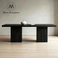 Table à manger rectangulaire en bois noir de style nordique pour salon moderne, ensemble de table et chaises pour salle à manger, 6 à 8 places
