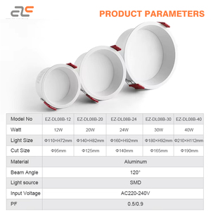 EZELED Đèn Chiếu Điểm IP20 SMD Chống Nước Lõm Trung Quốc Đèn <span class=keywords><strong>LED</strong></span> Âm Trần Trong Nhà 12 20 24 <span class=keywords><strong>30</strong></span> 40 <span class=keywords><strong>Watt</strong></span> - Product Image 2