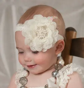 Модные euramerian кружева цветок аксессуары крючком повязка на голову для маленькой девочки