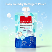 Pochette à bec verseur sans BPA et anti-fuite pour soins de bébé, sac d'emballage personnalisé à haute barrière pour détergent liquide à lessive
