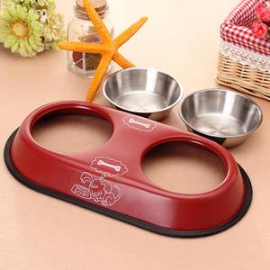KingHon Stainless Steel Dog and <b>Cat</b> Food Water Bowl Large Small Puppy <b>Feeder</b> Feeding Bowls Non Slip Pet Double Bowl - Product Image 3
