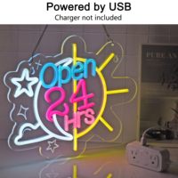Enseigne néon ouverte 24h/24, décoration murale lumineuse néon pour salle de jeux, restaurant, bar, café, lumières LED néon personnalisées, cadeau