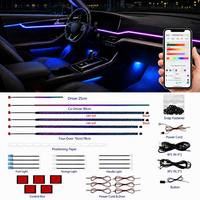 Kit d'éclairage d'ambiance pour voiture 18-en-1 RGB LED avec 5 contrôleurs, synchronisation via application, télécommande, musique, éclairage de garniture de porte, poignée, espace pieds et rangements