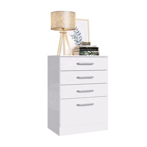 Commode de style moderne Decibel DB-CM1042 BR à 4 tiroirs, en bois durable, pour chambre à coucher, en panneaux de particules, couleur blanche - Product Image 1