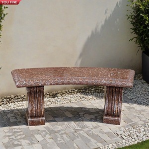 Panca da Giardino in <span class=keywords><strong>Marmo</strong></span> Beige Intagliata a Mano YOUFINE, Stile Europeo, per Decorazione <span class=keywords><strong>di</strong></span> Ville e Cortili - Product Image 3