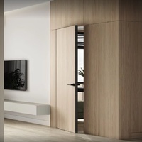 Porte invisible sans cadre au design japonais moderne, système de porte à panneau plat minimaliste en HDF insonorisé pour salle de bain et appartement