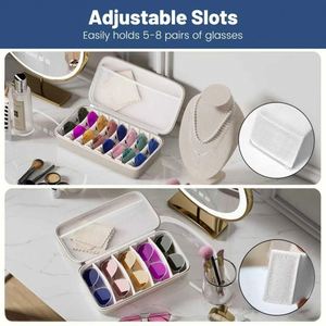 Travel <b>Sunglasses</b> Organizer <b>Case</b> <b>with</b> 8-Slot Adjustable Compartments - Product Image 3