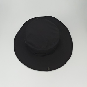 Cappelli a secchiello personalizzati stile moda stile a tesa larga cappelli a secchiello neri-con etichette intrecciate levette regolabili e occhielli in metallo - Product Image 5