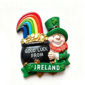 Irlanda Polyresin Imán de nevera Regalo de recuerdo turístico Buena suerte Leprechaun Imanes de nevera 3D Dublín Irlanda Imán de nevera - Product Image 1