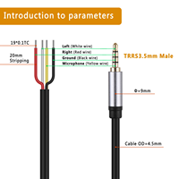 Lot de 2 câbles audio TRRS 4 pôles stéréo avec prise mâle 3,5 mm vers fil nu à extrémité ouverte, pour réparation de câble de casque et de microphone