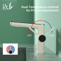 Robinet mitigeur eau chaude et froide à affichage de température, design moderne, pour lavabo de salle de bain, idéal pour hôtels - Vente chaude