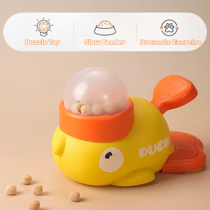 Interaktif kedi bulmaca tedavi dağıtıcı sarı ördek şekilli zenginleştirme oyuncak kediler köpekler için - Product Image 3