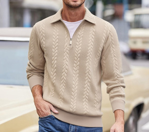 Maglione Sportivo Trendy Personalizzato con Zip a un Quarto per Uomo, Pullover Casual a Maniche Lunghe con Colletto - Product Image 2