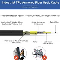 Kabel Patch Fiber Optik TPU Berlapis Baja Multimode OM2 2/4/6/8/12 Core LC/SC/FC/ST dengan Tutup Pelindung Industri dan Splitter SFOT001