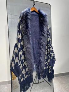 <span class=keywords><strong>Cardigan</strong></span> Casual da Donna Autunnale con Collo in Pelliccia Lungo Personalizzato, Motivo <span class=keywords><strong>Pied</strong></span>-<span class=keywords><strong>de</strong></span>-<span class=keywords><strong>Poule</strong></span> e Nappine - Product Image 4