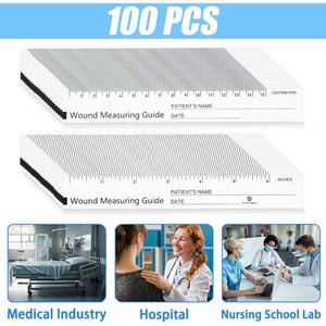 Pita Pengukur Luka 6 Inci, Penggaris Luka Dua Sisi, Pita Pengukur Kertas Sekali Pakai, Penggaris Panduan Kertas, Alat Pengukur untuk Perawat - Product Image 2