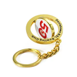 Chaveiro rotativo com logotipo de caranguejo em ouro para academia, clube de boliche e golfe de alta qualidade